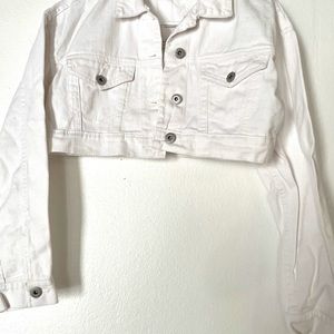 Short white denim jacket